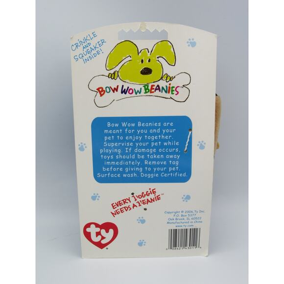 NEW Prickles the Hedgehog Bow Wow Beanies Ty 2006 Squeaker Crinkle 6 Inches - Picture 2 of 12